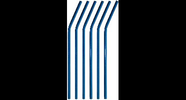 6x Gebogen Metalen Rietjes - Blauw