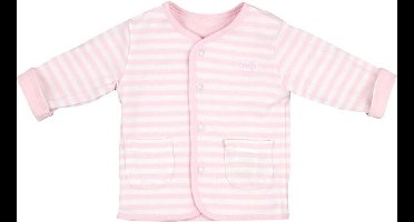 Feetje reversible vest uni roze - roze streep met wit maat 74