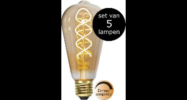 5-Pack | Druppel- Edison Lamp - E27 - 3.2W - Super Warm Wit - 2200K - Dimbaar