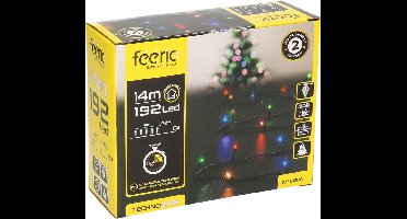 Feeric lights Kerstverlichting - gekleurd - 14 m- 192 led lampjes - zwart snoer - batterij