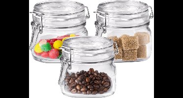 6x Weckpotten/inmaakpotten met klepdeksel en beugelsluiting 500 ml - Inmaakpotten - Weckpotten - D 10,6 cm