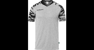 Uhlsport Goal 25 Shirt Korte Mouw Kinderen - Donkergrijs Gemeleerd / Zwart | Maat: 116