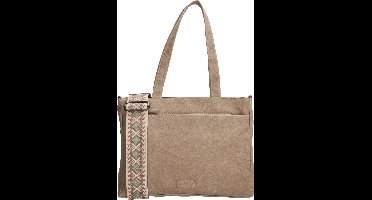 Beagles Malaga Hand & Schoudertas Shopper met Trendy Schouderband - Tote Bag - Dames Tas - Lichttaupe