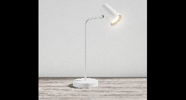 HOFTRONIC - Riga LED Tafellamp Wit - GU10 - Kantelbaar en Draaibaar - Modern - Nachtkastlamp Bureaulamp - 1,75 meter snoer Incl. Snoerdimmer (dimbaar) - 4000K Neutraal wit licht (H: 421mm)
