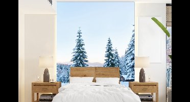 Behang - Fotobehang Winter - Sneeuw - Bomen - Breedte 160 cm x hoogte 220 cm