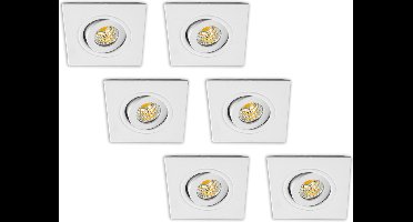 Groenovatie LED Inbouwspot 3W - Vierkant - Kantelbaar - Wit - 6-Pack