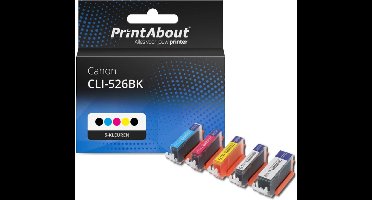 PrintAbout - Inktcartridge / Alternatief voor de Canon CLI-526BK / 5 Kleruen