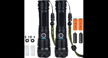 DailySupplies® Militaire Zaklamp Oplaadbaar - Led Zaklampen - 10.000 Lm - Zwart