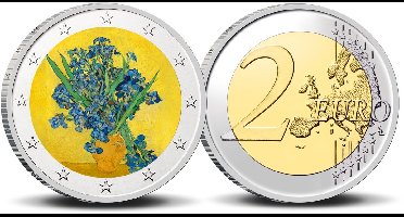 2 Euro munt kleur Van Gogh 11 Irissen