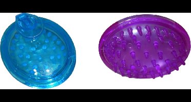 Hoofd huid borstel blauw-paars set van 2 stuks.