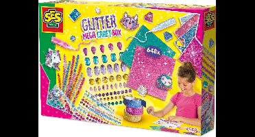 SES Creative Glitter Mega Knutselbox met XL Diamantstickers - Voor Meisjes vanaf 5 Jaar - Knutseldoos - Schoencadeautjes Sinterklaas