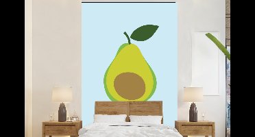 Behang - Fotobehang Avocado - Illustratie - Groene - Vrucht - Breedte 145 cm x hoogte 220 cm