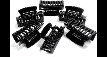 6 haarklemmen rechthoekig 8 cm zwart