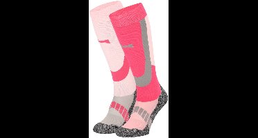 Xtreme - Skisokken Unisex - Multi roze - 39/42 - 2-Paar - Skisokken Heren - Skisokken Dames