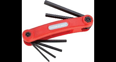 Silverline Inbus sleutelset 7-delig - staal - 2,5 t/m 10 mm - uitklapbaar - zeskantsleutels zakmes model