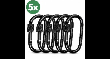 DX - XL Schroefpakket 8x80mm Schroefkarabijnhaak - 5 stuks - Kunststof - Zwart - Musketonhaak