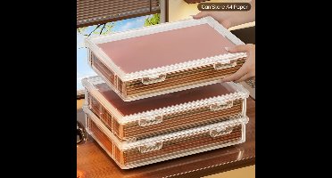 GELLDG 4 Stuks Opslagbak met deksel - A4 Documentenbox - Stapelbare Plastic Opbergdoos - Groot Vatbaar Vermogen - Geschikt voor Kantoor, School en Knutselen - 31x22x5cm - BPA-vrij
