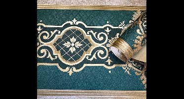 Behangrand Klassiek Ornament – Groen & Goud – Brede Rand 5 Meter x 17 cm – Luxe Barok Design