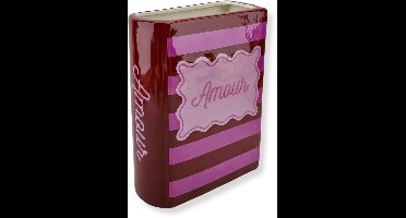 Housevitamin - Bloemenvaas - Boek Vaas - Rood/Roze - Dolomiet - 16,5x7,5x21,5cm