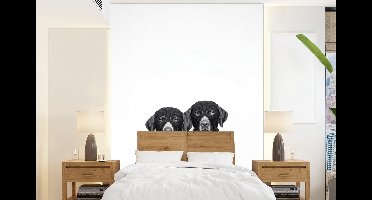 Behang - Fotobehang Honden - Bivakmuts - Zwart - wit - Breedte 160 cm x hoogte 220 cm