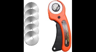 GELLDG Precisie roterend mes - 45 mm - Set roterende snijbladen - Professioneel roterend mes - Inclusief 5 vervangende bladen - Rond snijblad - Geschikt voor sierstiksels, stof, leer, naaien