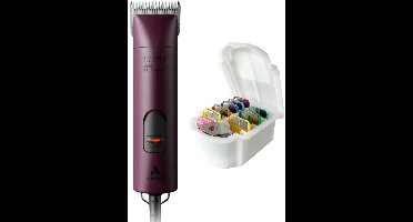 Andis® Ultra Edge AGC - Hondentondeuse met Scheerkop Opzetkammen Set - 2 Snelheden Trimmer - Hondentrimmer voor Krul & Dikke Vacht - Professioneel Honden Scheerapparaat - Tondeuse Trimset Hond - Rood