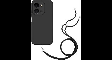 Just in Case hoesje met koord geschikt voor Xiaomi Redmi 15C Hoesje met Koord - Flexibele Case - Zwart
