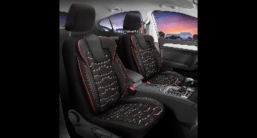 Stoelhoezen Volvo XC90 2015 – heden – Sport - Ortopedisch ontwerp - Zwart Rood - Jacquardstof – premium uitstraling (Complete set voorstoelen + achterbank)