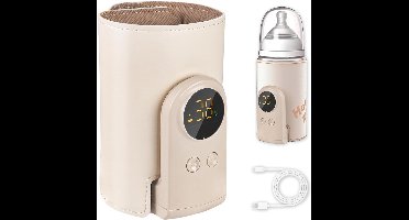 Draagbare Flessenwarmer - Babyvoeding Verwarmer - Warm Babyvoeding - 6 Temperatuurstanden - Compact Formaat - Bruin