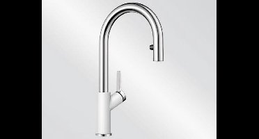 Blanco Carena-S Vario Keukenmengkraan - Wit/Chroom, Uittrekbaar
