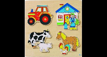 Goki Houten Boerderij Puzzel voor Peuters - 12 Stukjes