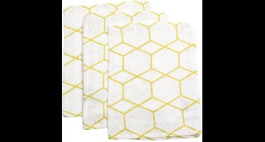 Briljant Grid Okergeel Hydrofiel Washandjes 3 stuks 101R