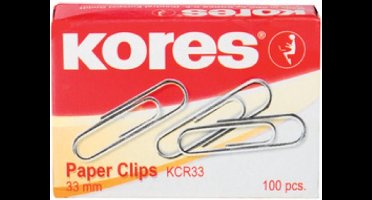 Kores Paperclips, 33 mm, verzinkt