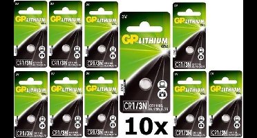 10 Stuks - GP CR 1/3 N 6131 170mAh 3V knoopcelbatterij
