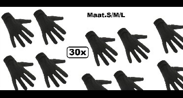 30x Katoen paar Piet handschoenen zwart mt.S/M/L - Pieten Sinterklaas feest sint en piet