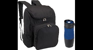 Picknicktas Backpack met thermosbeker donker blauw