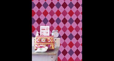 Dutch Wallcoverings Vliesbehang - Kinderbehang - Ruit - Roze