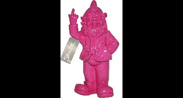 Fuck You Kabouter met opgestoken middelvinger (33CM) Roze