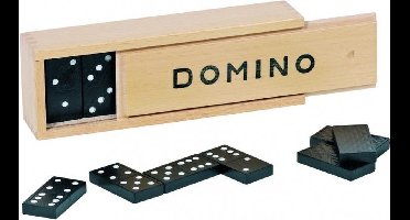 GOKI Spelletjes - Domino - 28 Blokjes - In Houten Kistje - 4 Jaar