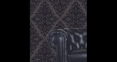 Dutch Wallcoverings Schuimvinylbehang ornament - Zwart