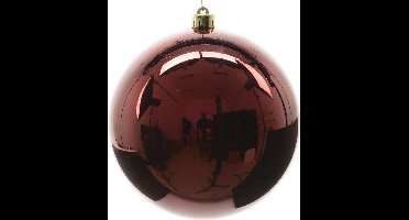 4 stuks Kerstbal plastic glans ossenbloed 140 mm