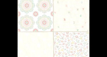 PATCHWORK TEGEL BEHANG - Creme Roze Wit - AS Creation COZZ