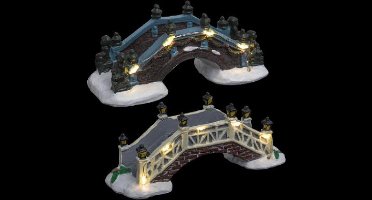 Kerstdorp 2x lichtbrug met verlichting - Dubbel assorti