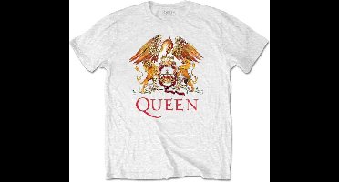 Queen - Classic Crest Heren T-shirt - S - Wit