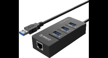 Orico USB 3.0 Hub  3x USB poorten en Gigabit Ethernet - Zwart