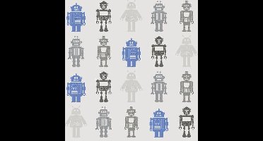 Dutch Wallcoverings Kinderbehang - Papierbehang - Robots - Blauw/Zilver