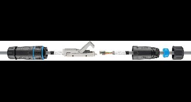 Goobay Outdoor (IP68) netwerkkabelconnector, CAT 6A STP afgeschermd, stofdicht en waterdicht, voor het verlengen of aansluiten van 2x LAN-installatiekabels, max. 500 MHz