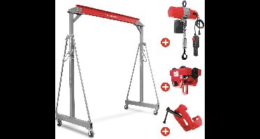 Portaalkraan 1 ton + kettingtakel 230V + loopkat + balklem MW Tools PTLK1-SETKTMR