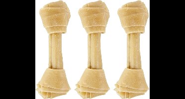 Petsnack Geknoopt Bot - Hondensnack Buffelhuid 10 Inch 160g - 3 verpakkingen van 5 stuks - Multipack