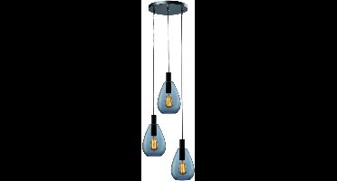 Giga Meubel Hanglamp Anita Smoke Glas – Getrapt – 3-lichts – E27 – 45x45x150 cm